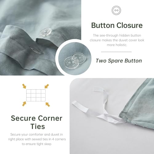 Housse de couette 100 % lin lavé de qualité supérieure pour lit double - 5