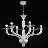 murano glas lampe 1970 Murano-Glas Kronleuchter Serenissima Kronleuchter aus Murano-Glas 6-armig kristall weiß