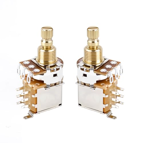 Image of Banworks Full Brass A250K Imperial 3 /8 inch Thread Push Push Guitar Pots 18-Spline Split Short Shaft (15mm Length) Audio Taper Potentiometers for Fender Strat /Tele Gibson Les Paul LP /SG PRS JT /XNQ-06