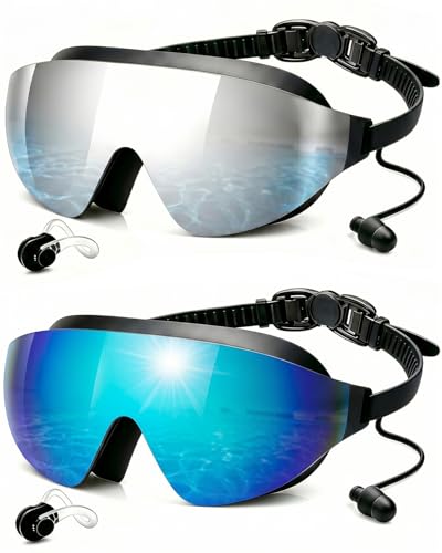 Image of Swim Goggles 2 Pack, Wide View Anti Fog&UV Swimming Goggles for Audlt, No Leak Pool Beach Essentials for Men Women