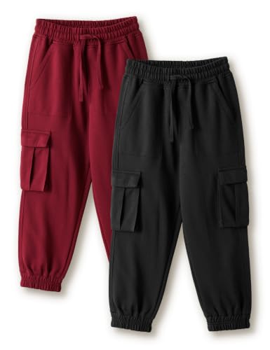 Image of Amazon Brand - Symbol Kids Boys Cotton Blend Solid Cargo Track Pant