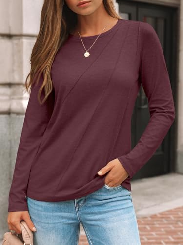 Image of AUTOMET Women's Long Sleeve Tops Loose Fit Shirts Casual Crewneck Tunics