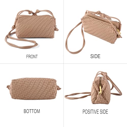 Dabdays Woven Crossbody Bags for Women Handwoven Purses Vegan Leather Small Handbag Handmade Shoulderbag (Apricot) by Dabdays - Used condition - Image 4