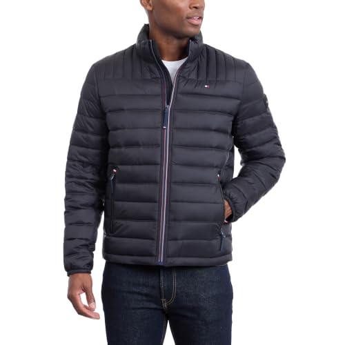 Tommy Hilfiger Men's Water Resistant Ultra Loft Down Alternative Puffer Jacket, Black, Medium