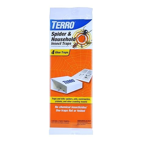 Terro Spider and Household Insect Traps, 4 Glue Traps, Clear/Multicolor