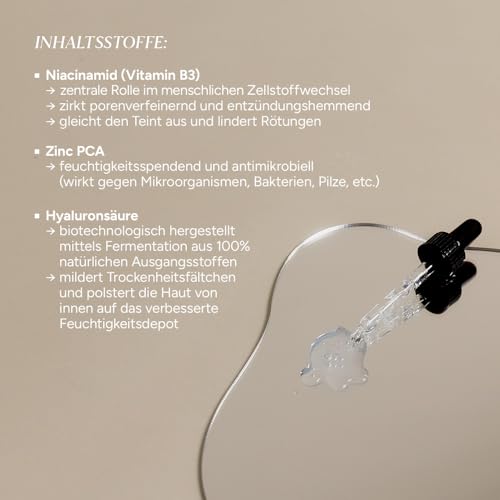 Junglück Niacinamide Serum mit 10% Niacinamid und 1% Zink für Hautpflege