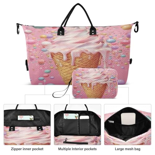 Lovely Stylish Ice Cream Travel Duffle Bag Gym Bag Weekender Bags with Toiletry Bag Travel Trip Tote Bag2
