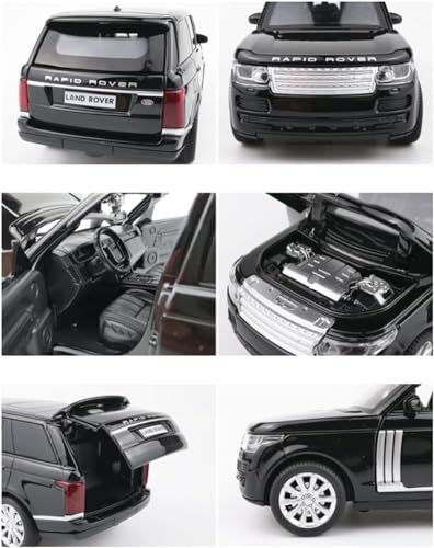 Image of 1:32 Scale Range Rover SUV Toy Car|Metal Diecast Car for Kids with Openable Doors, Sound, Light Effects (Black)