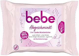 Bebe Chusteczki do demakijażu, 5 w 1, pielęgnujące chusteczki do czyszczenia, zmywacz do makijażu z technologią micelarną, bez alkoholu, 6 x 25 sztuk