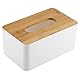 Abnehmbarer Taschentuchdeckel, Taschentuchbox aus Kunststoff und Holz, quadratischer, rechteckiger Taschentuchhalter-Organizer für den Home-Office-Schreibtisch (rechteckig)