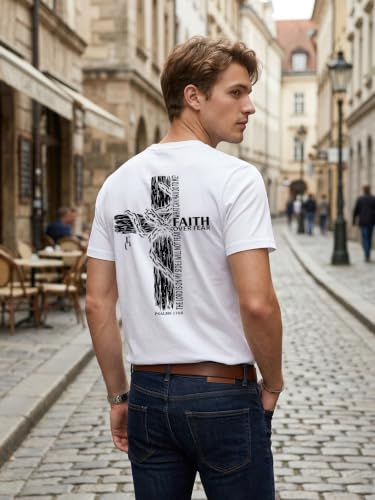 Eatbook Christian Shirts for Men Vintage Religious Cross Bible Verse T-Shirt White 2XL — view 4