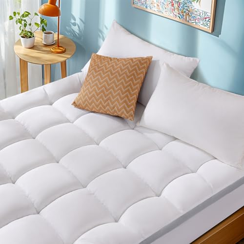 LIANLAM King Mattress Topper - Extra Firm Support Pillow Top,attress Pad Cover, Gel-Infused Memory Foam for Pressure Relief with 6