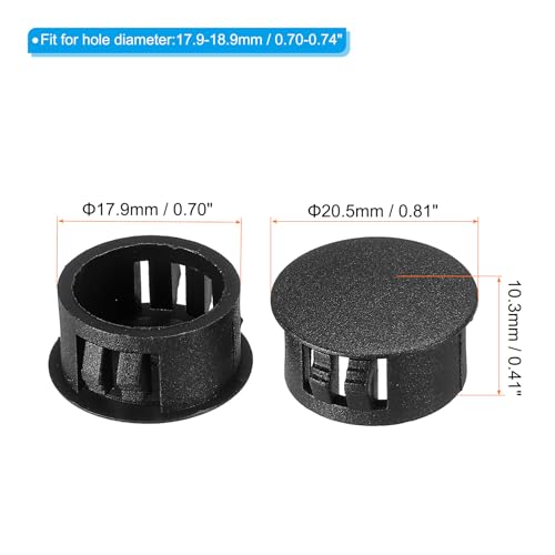 Image of PATIKIL 18mm (11 /16 inch) Plastic Hole Plugs, 30Pcs Flush Type Round Hole Plugs Cover Snap in Locking Hole Tube for Table Kitchen Cabinet Furniture, Black