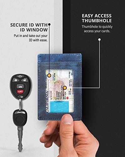 Image of Access Denied Slim Minimalist Wallets For Men & Women - Leather Front Pocket Thin Mens Wallet RFID Credit Card Holder Gifts For Men