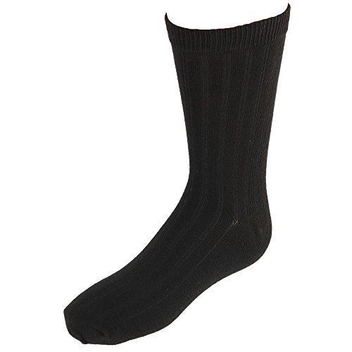 Jefferies Socks Kids' Cotton Ribbed Uniform Crew Socks, Medium, Black