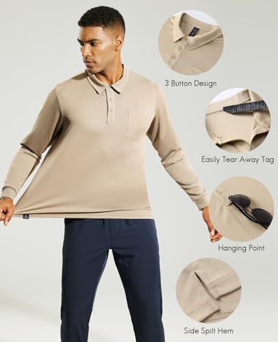 Haimont Men's Polo Shirts Golf Long Sleeve Lightweight Polyester Collared Tshirt Moisture Wicking Regular Fit4