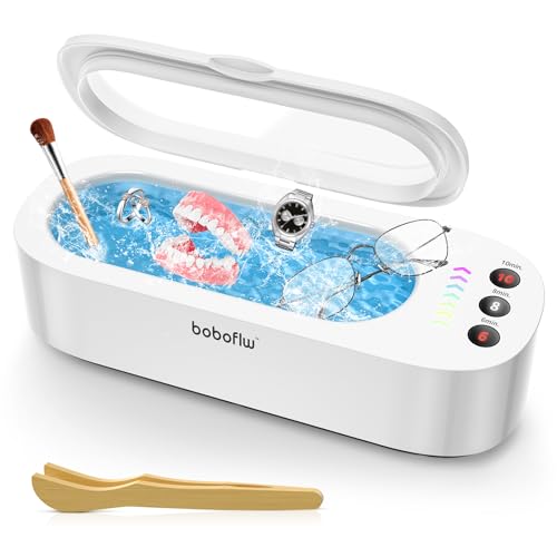 Jewelry Cleaner Ultrasonic Machine, 48Khz Professional Ultrasonic Cleaner 3 Working Modes Jewelry Cleaner Machine 270 ml Large Capacity with Tongs for Glasses, Makeup Brush,Jewelry, Watch