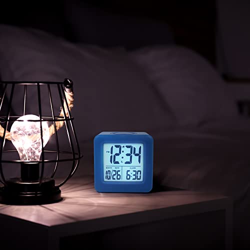 Equity 73005 Blue Soft Cube Lcd Alarm Clock With Smart Light #TOP6