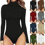 Pamqsen Prime Angebote Shapewear Damen Body Langarm BodysuitSkims Bodysuit Schwarzer Formende Bodys für DamenTops Unterziehbody Elegant Langarmbody für FrauenSexy Oberteil Damen