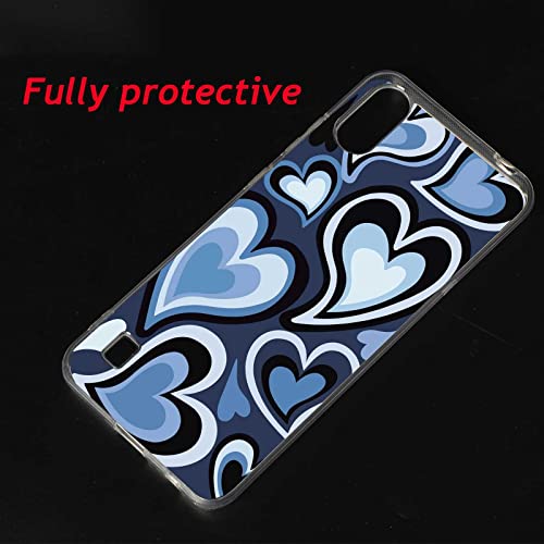 Designed For Zte Blade A5 2020/A51 Lite Heart Case, Blue Love Hearts Coffee Latte Swirls Valentines Graphic For Zte Case Women Girls, Soft Tpu Case For Zte #TOP1