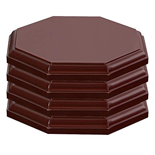 Kagni Posavasos de Madera, Juego de 4 octogonales Estilo clásico, Soporte de Madera para jarrones, Vasos, jarras o Taza, Color Rojo