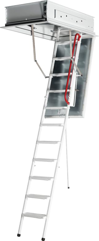 Premium Stahl-Dachbodentreppe mit Wärmedämmung und Brandschutz - Fertig vormontiert (140,0 x 70,0 cm)