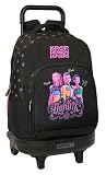 K-POP Demon Hunters - NEGRA - Mochila Grande con Ruedas, Compacta, Extraíble, Ideal para Niños de Diferentes Edades, Cómoda y Versátil, Calidad y Resistencia, 33x22x45 cm