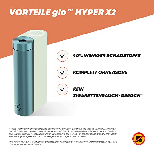 GLO-hyper-X2-Tobacco-Heater-Electric-Tobacco-Heater-for-Classic-Cigarettes-Flavour-Alternative-to-E-Cigarette-Easy-Cleaning-Up-to-22-Sticks-per-Battery-Charge-MintBlue-Green