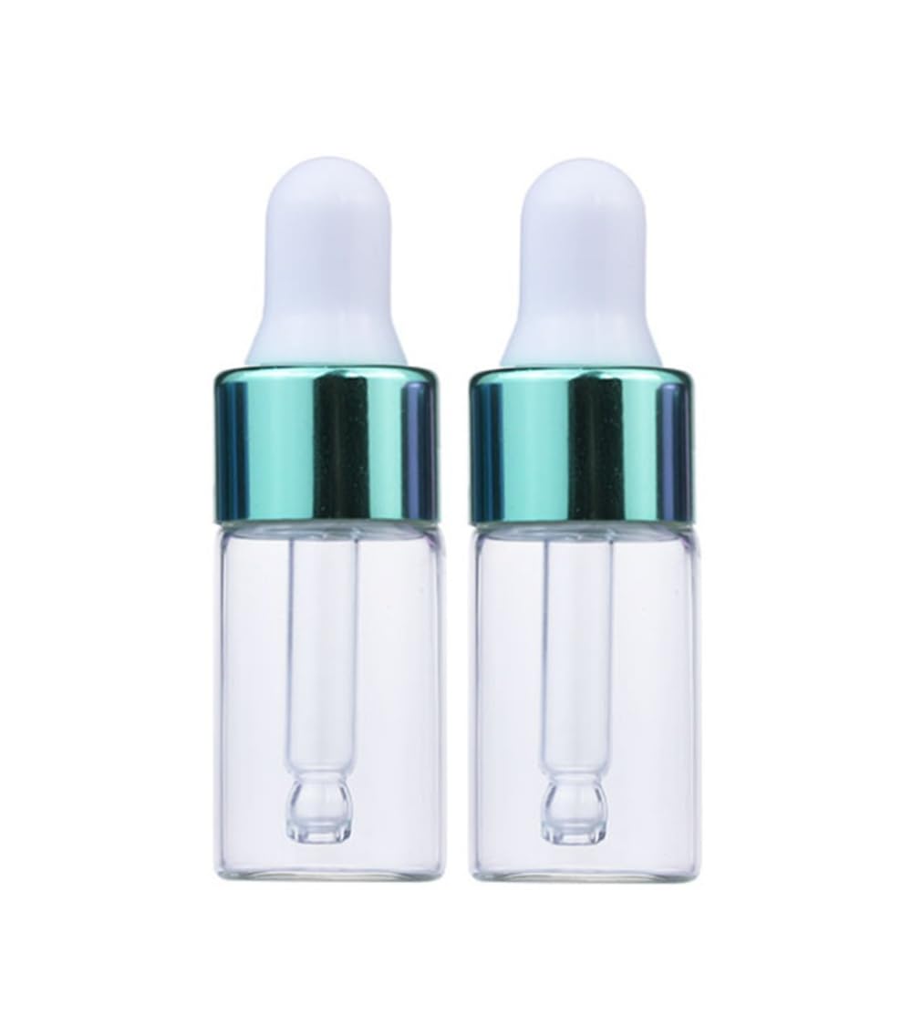Cmj Men's Green/White Cmj™ 2 X 3Ml Clear Glass Bottles Ear Eye Drops Pipette Dropper Lid Aromatherapy Empty (Two Bottles)