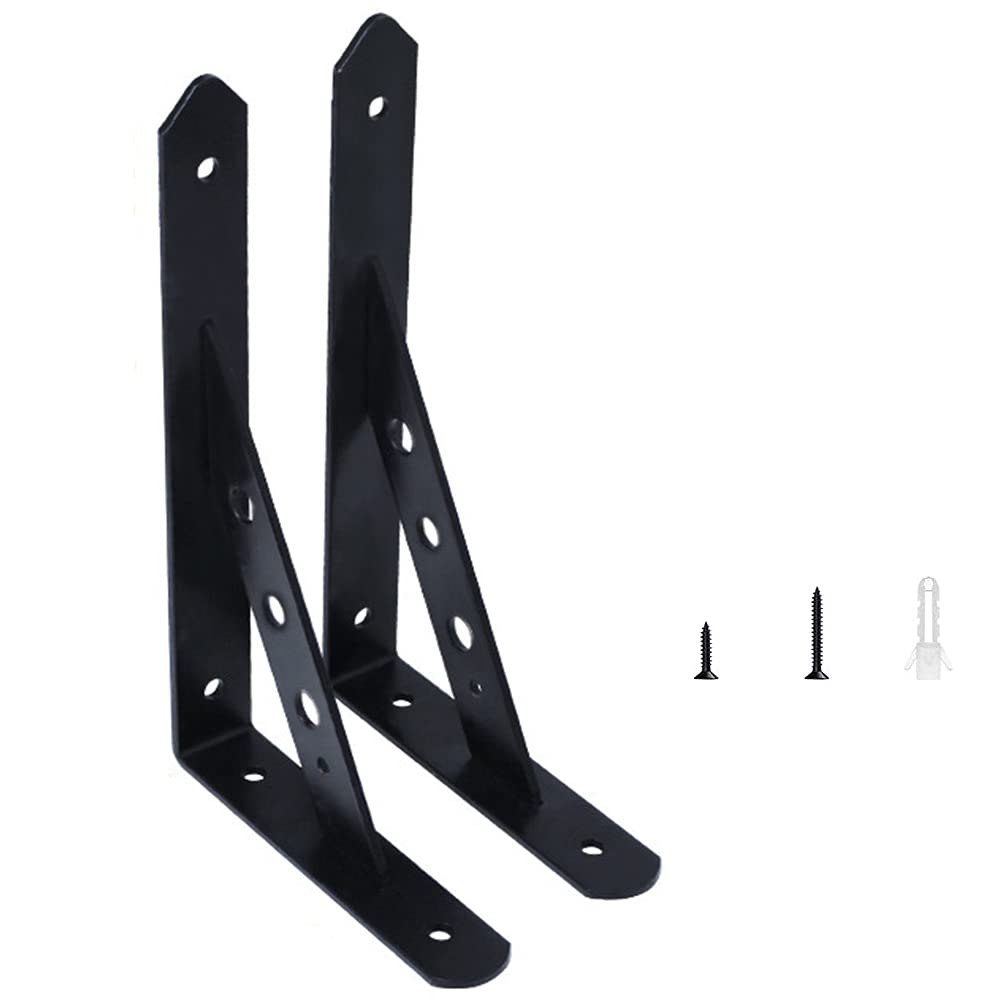 Buy 2 Pack Heavy Duty Shelf Brackets,Black Triangle Wall Brackets, 12x8