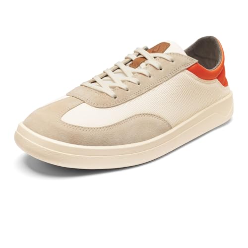 OluKai Punini Men's Everyday Sneaker, Classic Lace-Up Design & Countoured Footbed, Comfort Fit & Wet Grip Rubber Soles, Durable & Supportive, Off White/Molten Orange, 11.5 - image 1