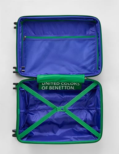 Image of United Colors of Benetton Cabin Hard Luggage Emerald Plus - Navy | Carry-On Trolley Bag with TSA Lock | 360 Spinner Double Wheels | Telescopic Handle | PC Shell Suitcase | 55cm | 50L Capacity