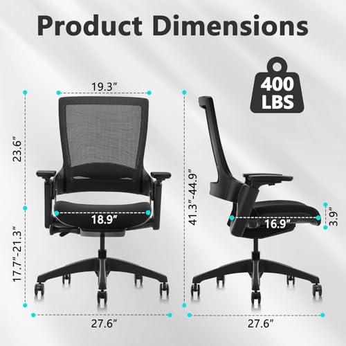 Image of CLATINA Swivel Executive Chair, Adjustable Ergonomic Computer Chair with 3D Armrest and Lumbar Support, Mesh Backrest Task Chair for Home Office Conference Room