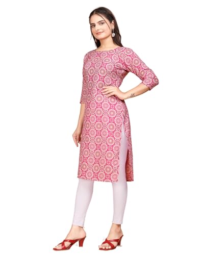 Image of Women's Straight Fit Printed Crepe Kurta, Casual Wear Kurti Design No 180