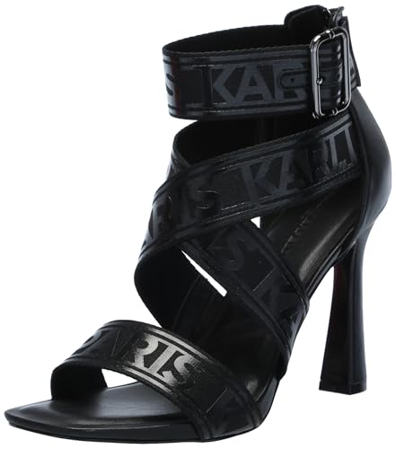 Karl Lagerfeld Paris Women's Careliz Everyday Strappy Sandal Heeled, Black, 6.5