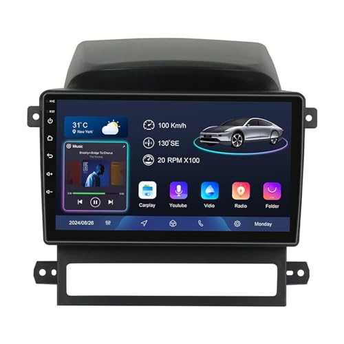 Android 14 9 Zoll Touchscreen Autoradio 2 DIN für Chevrolet Captiva 2008–2012 mit CarPlay & Android Auto Lenkradsteuerung GPS Navigation AHD Rückfahrkamera Bluetooth (YS30 (4+64G))