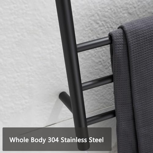 Toallero calefactable de pared de 5 barras con interruptor de metal negro 5