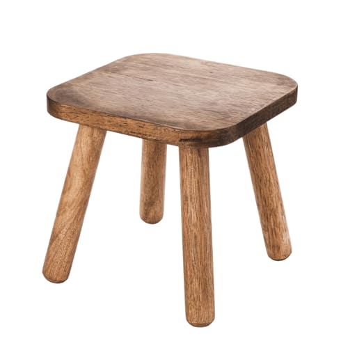 Eidoct Small Wooden Stool 24cm - Non-Slip Step Stool Holds 300lbs/136kg Portable Footstool for Adults & Kids | Multi-Use for Bedroom Bathroom Kitchen Office Garden (Easy Assembly Solid Wood)
