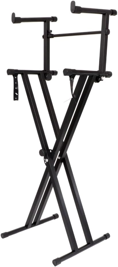 Adjustable Double Braced Electronic Piano Keyboard Extension Stand - Second Tier Rack Enhanced Performance