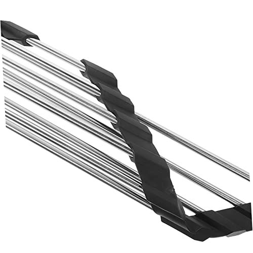 LYNDMBD Escurridor de Platos Plegable de Acero Inoxidable 304, Triangular, de 3 Niveles, Color Negro