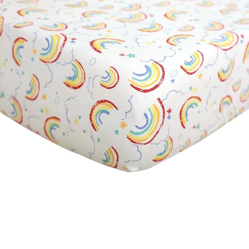 Image of Baby Girl Nursery Sheet - Microfiber Fitted Crib Sheet Baby Sheet for Standard Crib and Toddler mattresses Nursery Bedding Sheet Crib Mattress Sheets for Boys and Girls 1 Pack Rainbow - By UOMNY