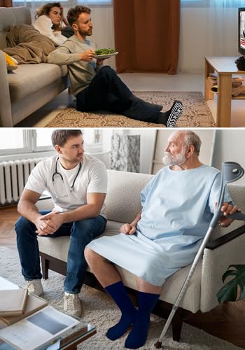 ZAKASA Rutschfeste Socken Herren: Anti Rutsch Socken mit Noppen, Baumwolle Spandex Elasthan, Gray, 43-46, 8 Paare