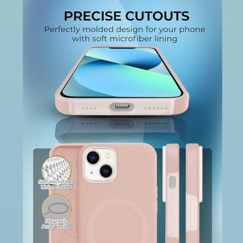 Image of iPhone 13 Silicone Magsafe Case | Shock Proof Design & Camera Protection | Premium Rubberised Apple iPhone 13 Cover (Microfiber Lining) | Ultra Smooth Silicone - Pink