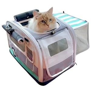 Kittyrama Soft-Sided Cat Carrier with Expandable Hideaway – Car-Seat Secure Cat Travel Carrier, Vet-Recommended Calming Den, Top & Side Entry, Washable Mattress, Durable SBS Zips
