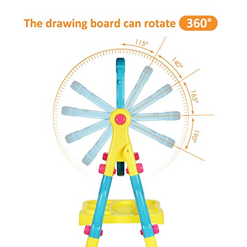 NextX Kids Easel for Two, Adjustable Double Sided Art Easel Chalkboard and Magnetic Dry Erase Board with Kids Art Supplies Accessories