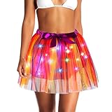 Jewemia Women Light Up Tutu Skrit Led Tutus Sparkly Pumpkin Skirt Halloween Carnival Tutu Costume for Girls (US, Waist, 39, Regular, Colorful)