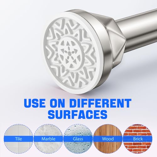 Nickel No-Drill Shower Rod - 32-80 Inches, Anti-Slip Tension Curtain Rod