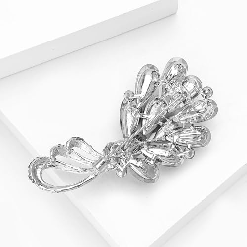 Image of Rhinestone Brooch Pin for Women Elegant Crystal Flower Bouquet Brooches Lapel Pin Wedding Party Dress Accessories for Wife Mom Birthday Gifts