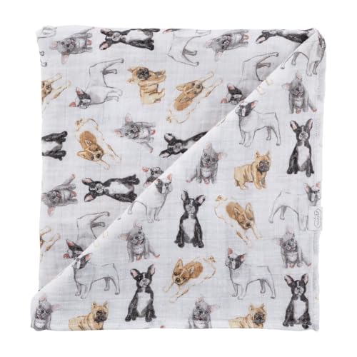 Image of Mud Pie, French Bulldog Print Baby Swaddle Blanket, 47" x 47", Frenchie