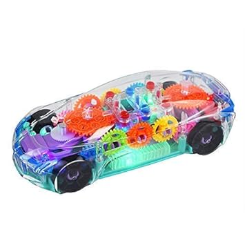 GENERIC Gear Display Transparent Car Toy for Kids 360 Degree Rotating Concept Racing Vehicle with 3D Flashing LED Lights and Music.